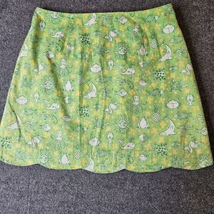 Lilly Pulitzer Seersucker Skirt Scalloped Hem Sea Creatures Green Size‎ 8